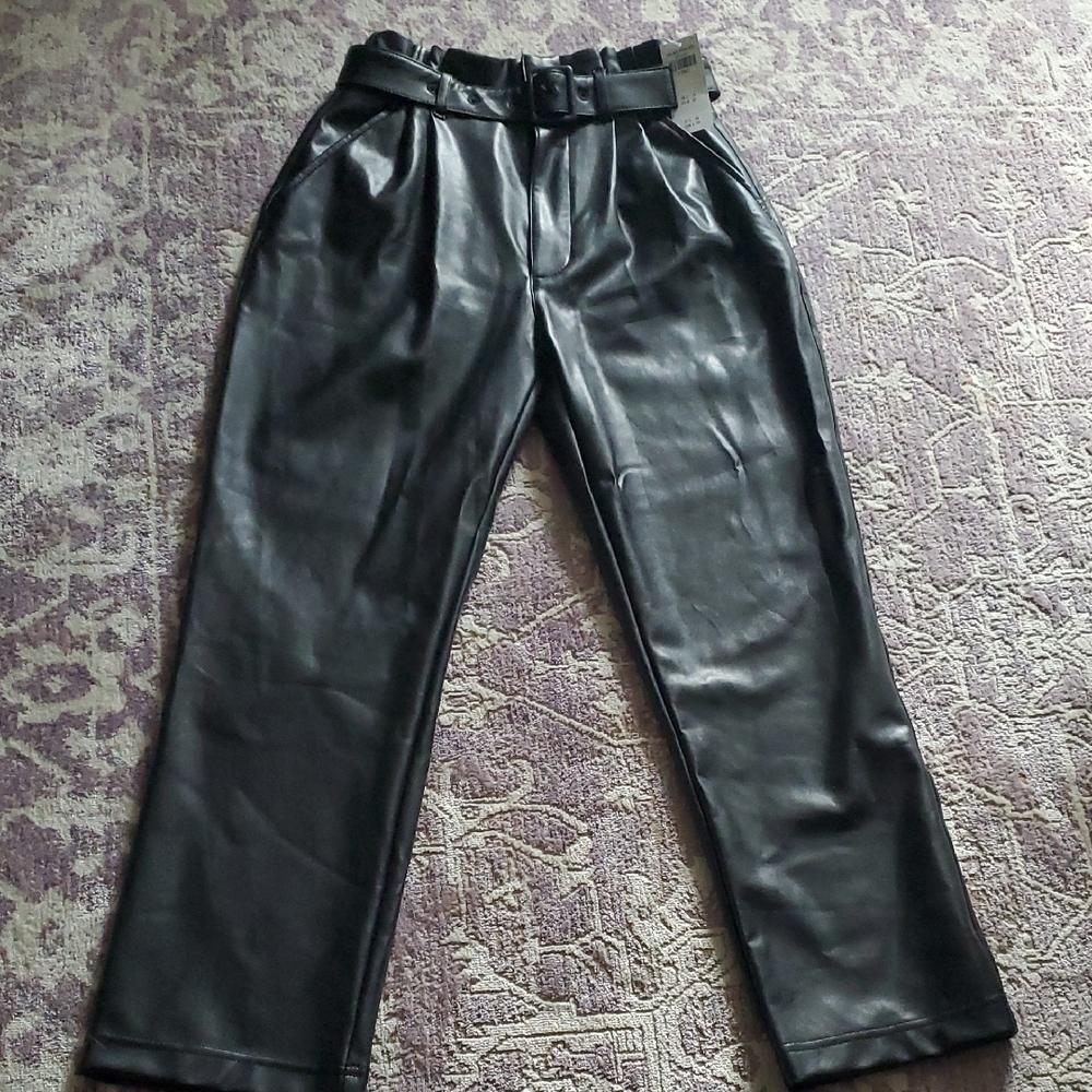 Black Faux Leather Pants